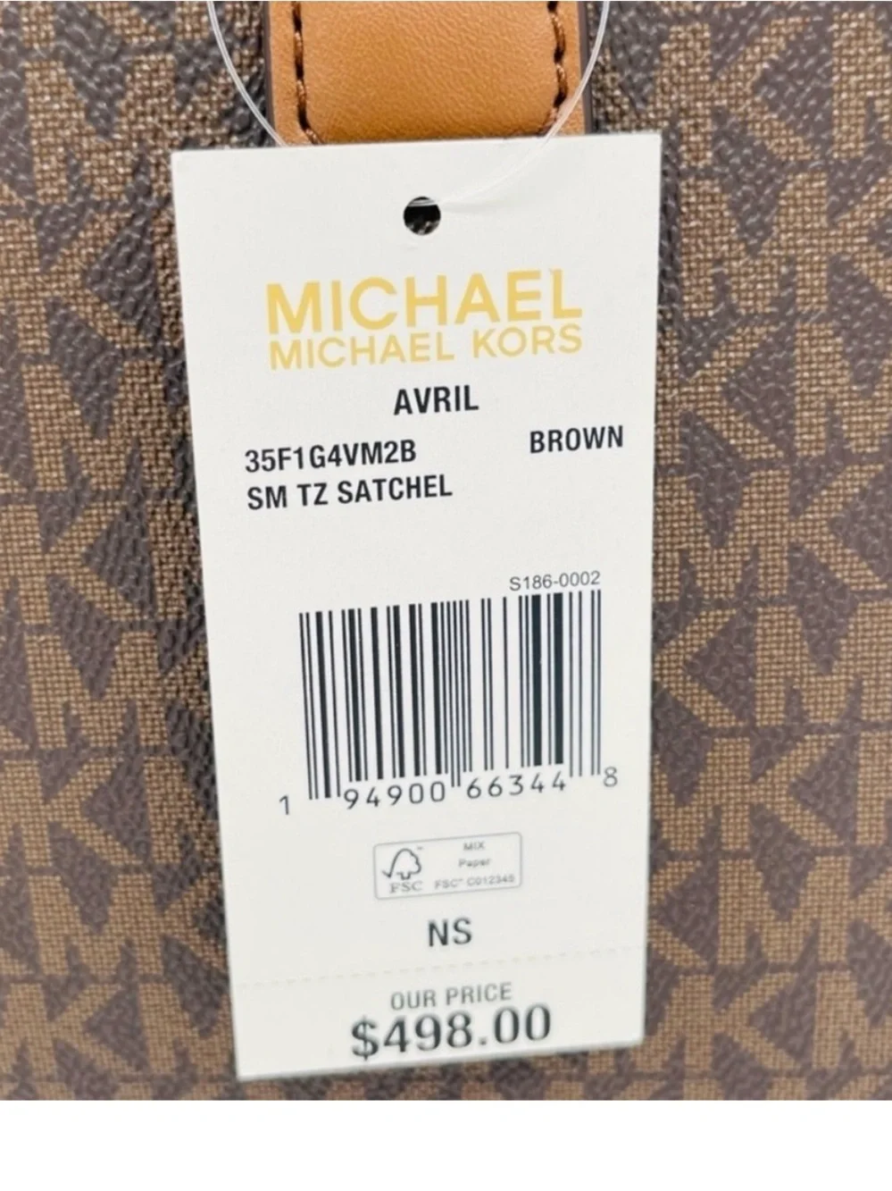 Michael Kors Avril Small Satchel Crossbody Brown NWT